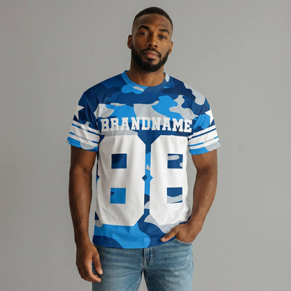 💙 Blue Camo 88 Oversized Football Jersey – Streetwear Sports Statement Edition ⚡