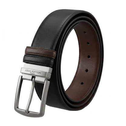 🔥 Louis Vuitton Reversible Leather Belt – Black & Brown | 115 CM ✨