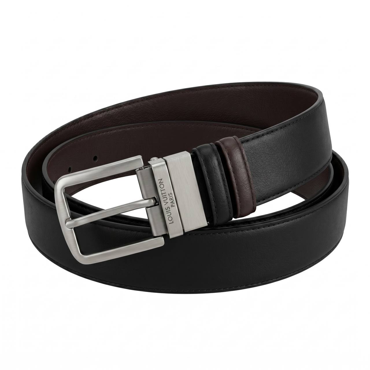 🔥 Louis Vuitton Reversible Leather Belt – Black & Brown | 115 CM ✨