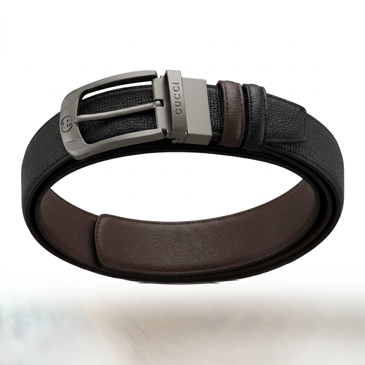 🖤 Gucci Reversible Textured Leather Belt – Black & Brown | 125 CM ✨
