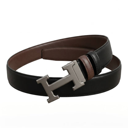 🖤 Hermès H Buckle Reversible Leather Belt – Black & Brown | 115 CM ✨