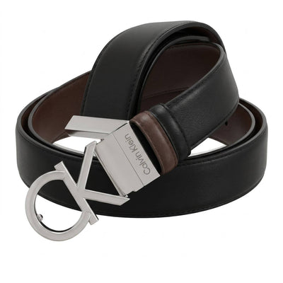 🔥 Calvin Klein CK Reversible Leather Belt – Black & Brown | 120 CM 🖤🤎