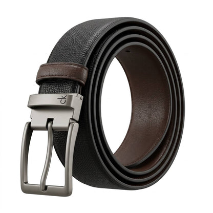 🖤 Calvin Klein Textured Reversible Leather Belt – Black & Brown | 115 CM ✨