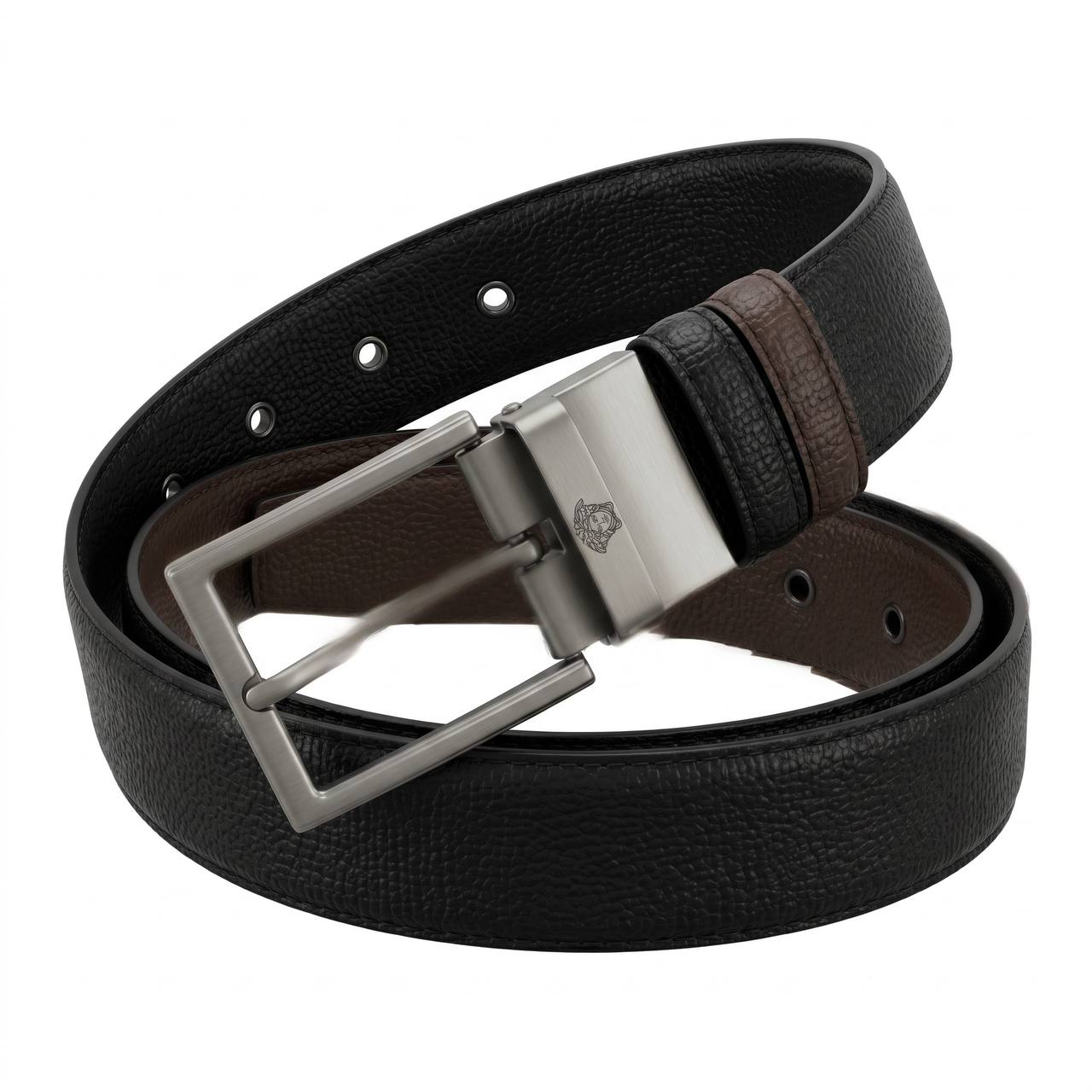 🖤 Versace Medusa Reversible Leather Belt – Black & Brown | 120 CM ✨