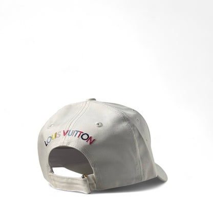 Louis Vuitton White Multicolor Cap 🎨 | Artistic Monogram Edition