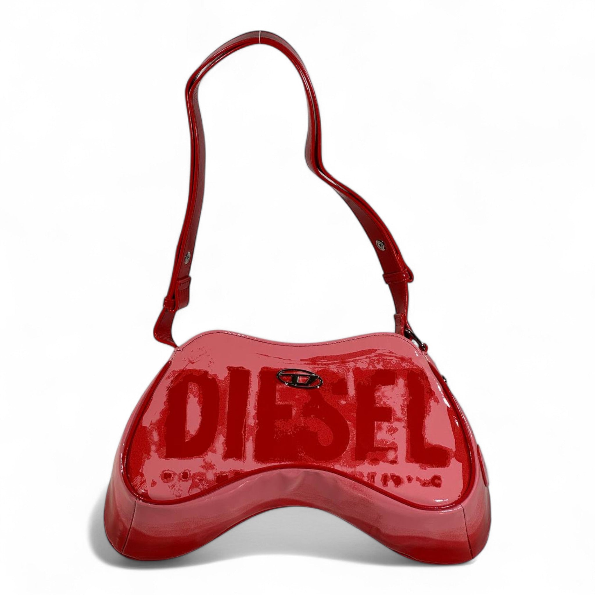 DIESEL Glossy Red Y2K Shoulder Bag 🔥❤️ | Bold Iconic Logo Statement Piece