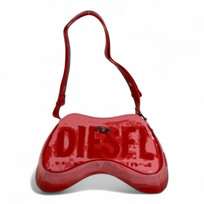 DIESEL Glossy Red Y2K Shoulder Bag 🔥❤️ | Bold Iconic Logo Statement Piece
