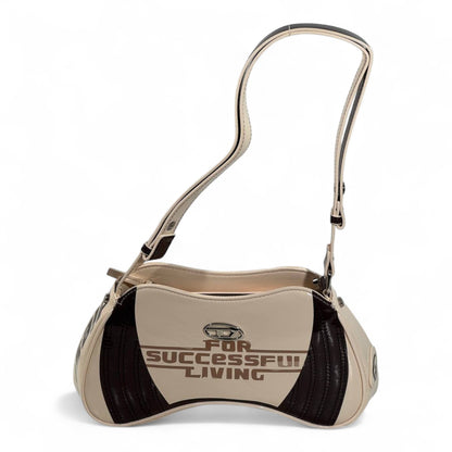 DIESEL Beige & Brown Y2K Shoulder Bag ✨🤎 | “For Successful Living” Gloss Edition