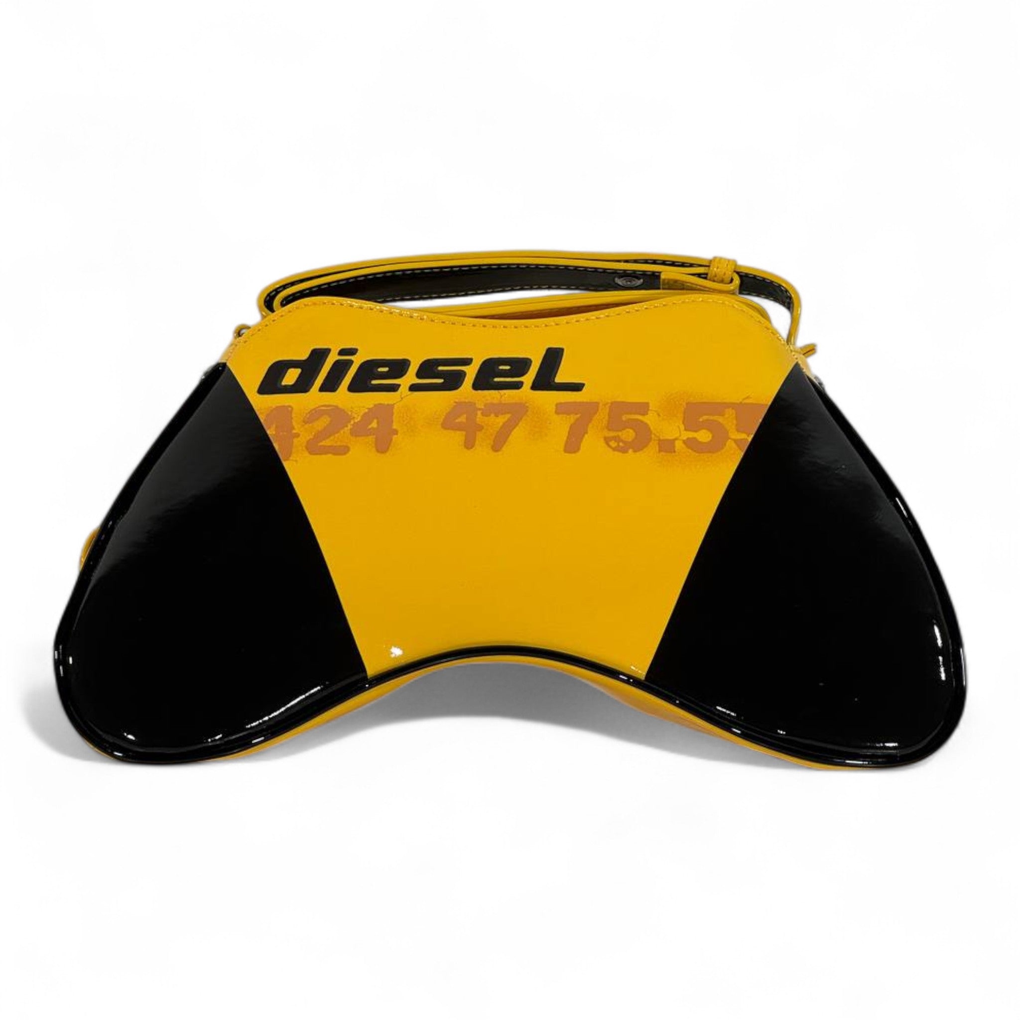 DIESEL Yellow & Black Gloss Y2K Shoulder Bag 💛🖤 | Bold Logo Futuristic Design