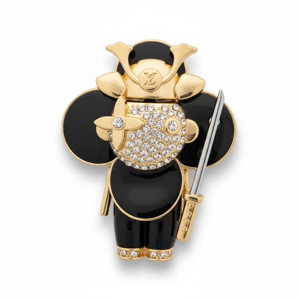 Louis Vuitton Vivienne Samurai Pendant ⚔️✨ | Black & Gold Crystal Collector Edition
