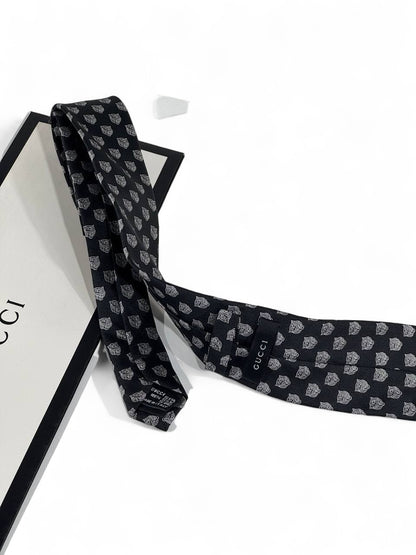 ✨ Gucci Luxury Silk Tie – Navy Blue with Iconic Pattern 🕴️ | Designer Men’s Accessory 👔💼