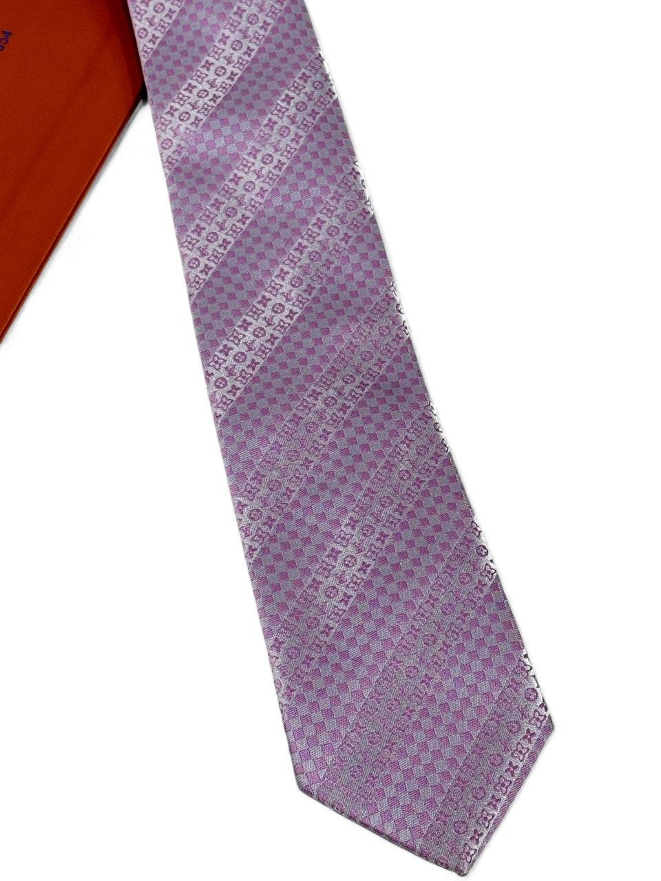 💜 Louis Vuitton Luxury Silk Tie – Lavender Monogram Pattern 👔✨ | Designer Men’s Necktie