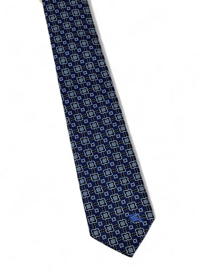 🔷 Burberry Luxury Silk Tie – Navy Blue Geometric Pattern 👔💼 | Designer Men’s Necktie