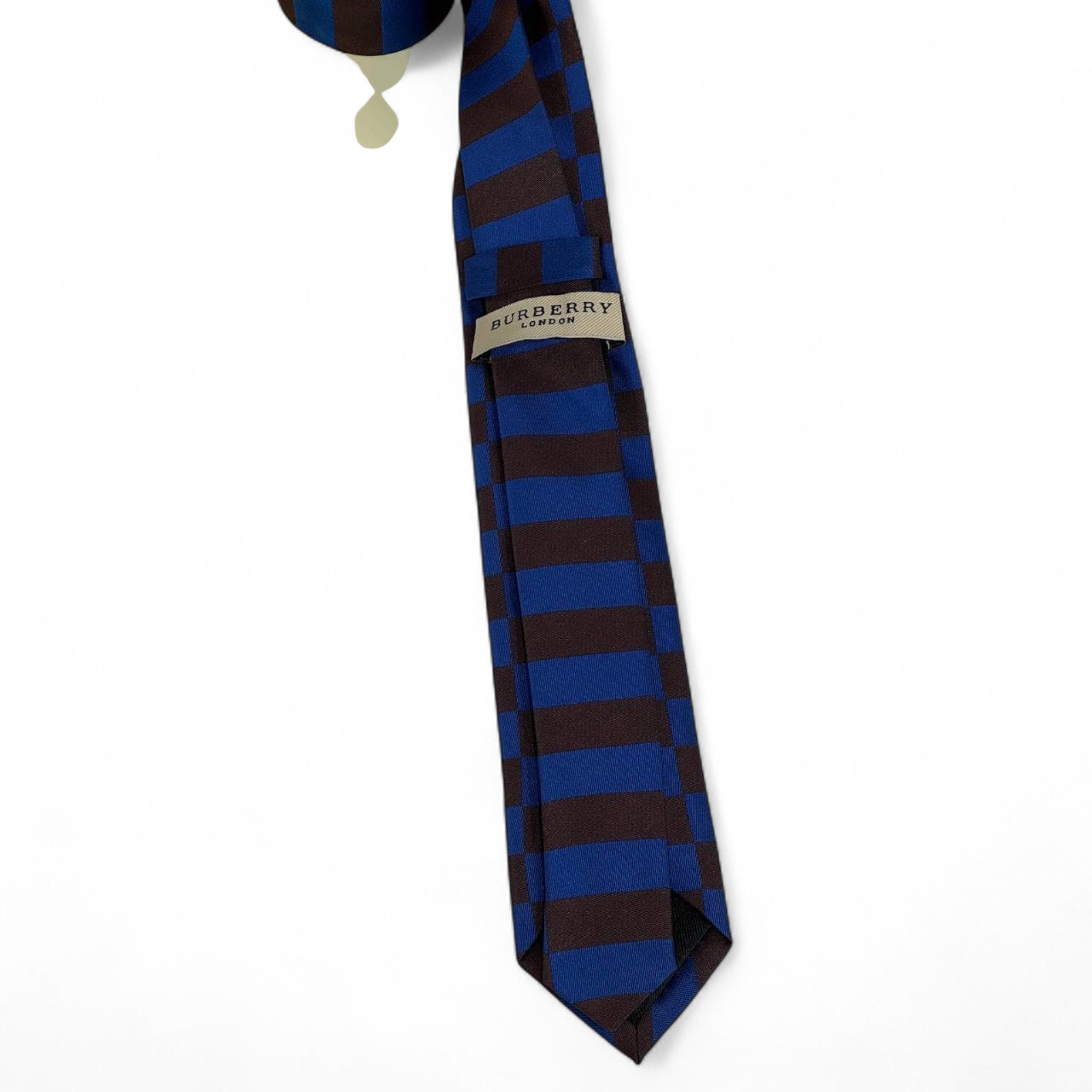 🔵 Burberry Luxury Silk Tie – Blue & Burgundy Striped Pattern 👔✨ | Designer Men’s Necktie