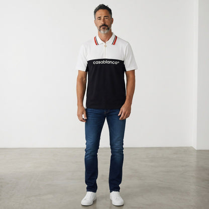 🖤 Casablanca Signature Contrast Zip Polo Shirt ⚪