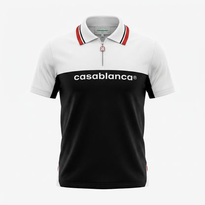 🖤 Casablanca Signature Contrast Zip Polo Shirt ⚪