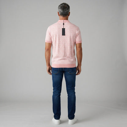 💗 Versace Monogram Knit Polo Shirt – Soft Pink Edition
