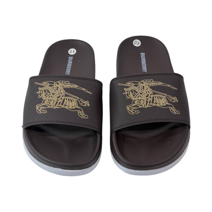 🩴 Burberry Equestrian Knight Slides – Dark Brown Luxury Edition 🤎✨