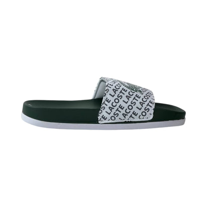 🐊 Lacoste Signature Logo Slides – White & Green Edition 💚🤍✨