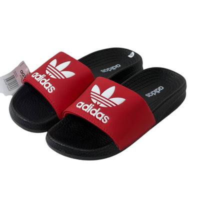 🔴 Adidas Originals Trefoil Slides – Red Statement Edition ❤️🖤✨