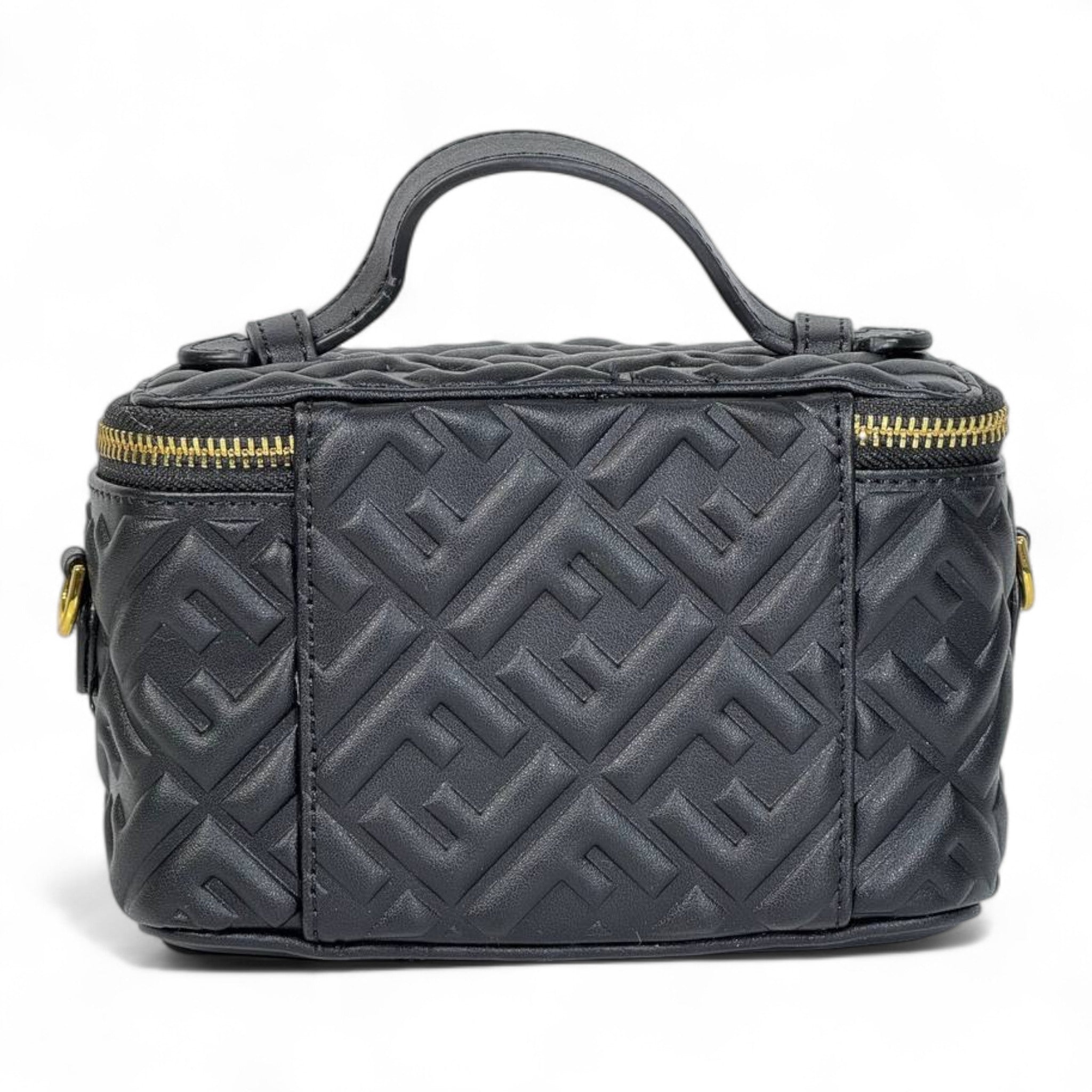 FENDI Black Nappa FF Vanity Box Bag 🖤✨ | Quilted Monogram & Gold Hardware