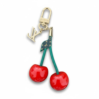 Louis Vuitton Cherry Bag Charm 🍒✨ | Smiling Cherries & Gold LV Logo Keychain