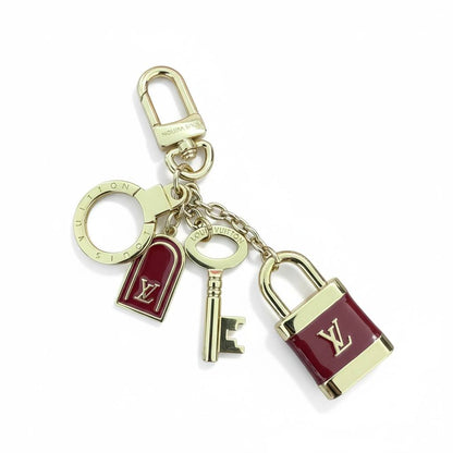 Louis Vuitton Padlock & Key Bag Charm 🔐✨ | Gold & Burgundy Enamel Luxury Keychain