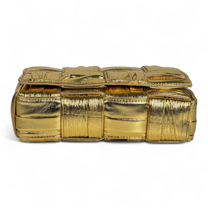 Bottega Veneta Gold Padded Cassette Bag ✨💛 | Metallic Intreccio Luxury Shoulder Bag
