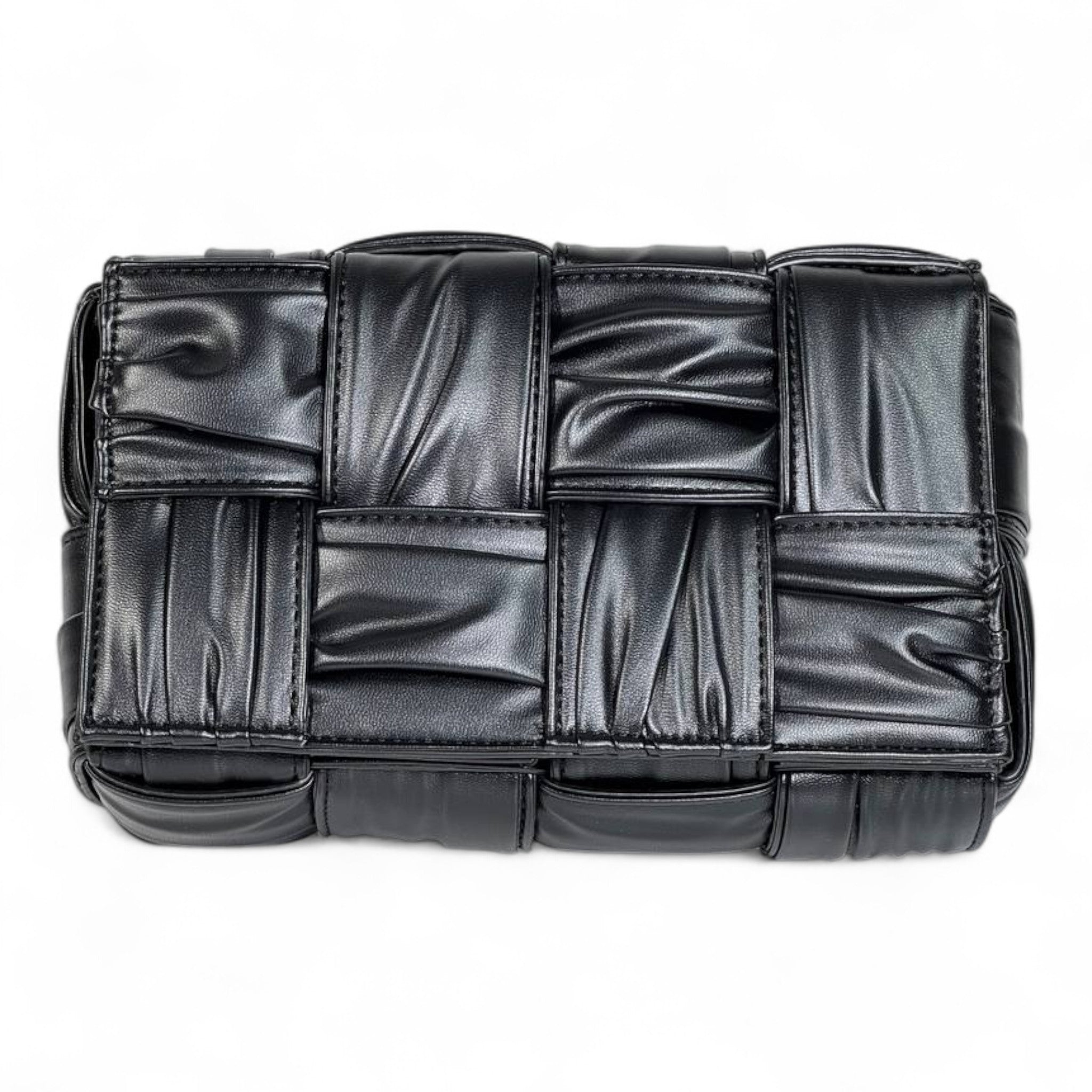Bottega Veneta Black Padded Cassette Bag – High-Shine Intreccio Leather ✨🖤