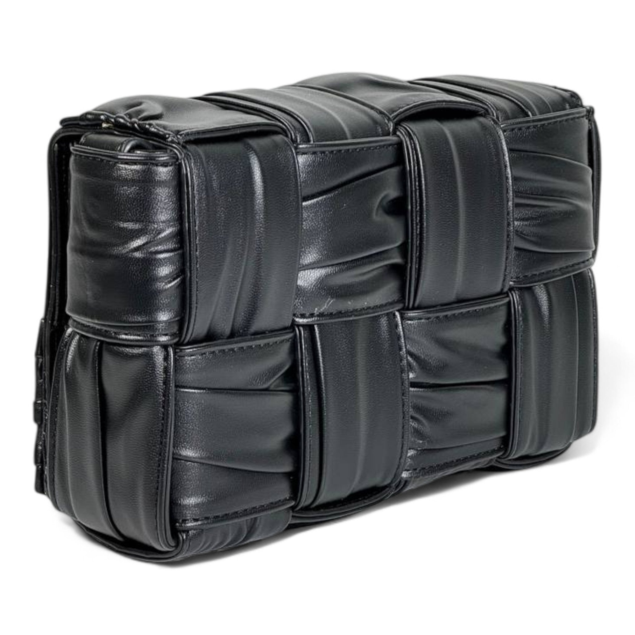 Bottega Veneta Black Padded Cassette Bag – High-Shine Intreccio Leather ✨🖤