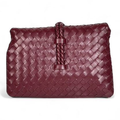 Bottega Veneta Mini Woven Knot Flap Bag – Burgundy (Premium Leather) 🍷✨