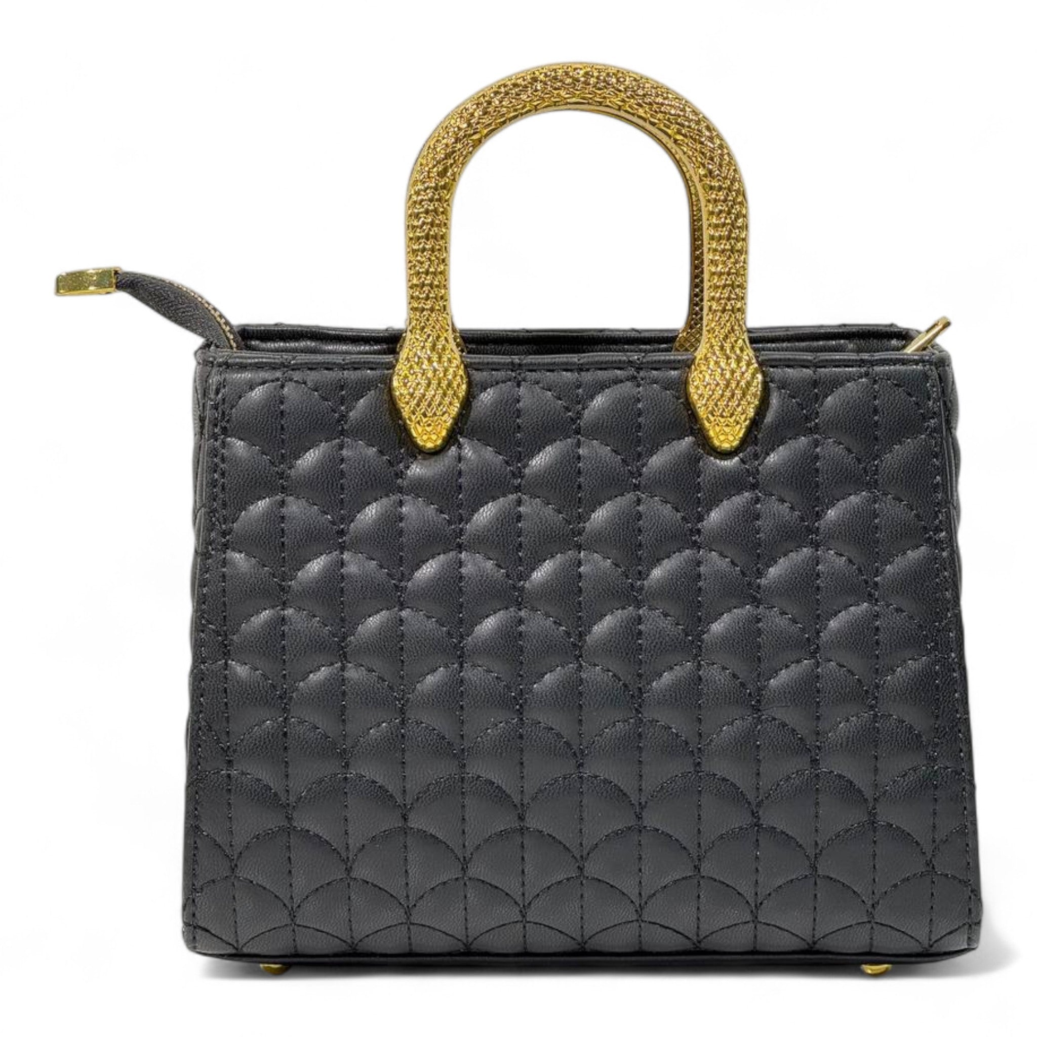 BVLGARI Black Quilted Handbag with Gold Serpent Handles – Luxury Iconic Design 🖤✨