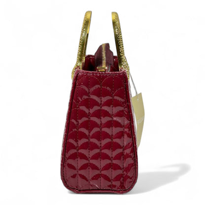 BVLGARI Burgundy Patent Quilted Handbag with Gold Serpent Handles – Elite Luxury Edition 🐍✨
