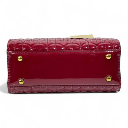 BVLGARI Burgundy Patent Quilted Handbag with Gold Serpent Handles – Elite Luxury Edition 🐍✨