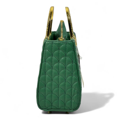 BVLGARI Emerald Green Quilted Handbag with Gold Serpent Handles – Luxury Signature Edition 💚✨