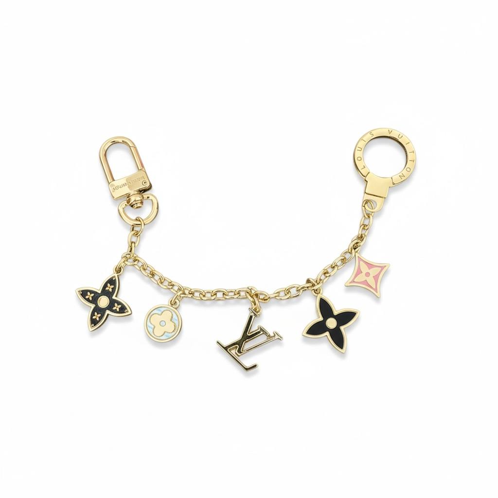 Louis Vuitton Monogram Flower Bag Charm – Gold Chain Multicolor Edition ✨🌸