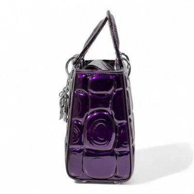 Dior Purple Patent Lady Bag – Glossy Cannage Luxe with Crystal Charms 💜✨