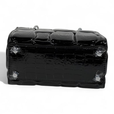Dior Black Patent Lady Bag – Glossy Cannage Luxe with Crystal Charms 🖤✨