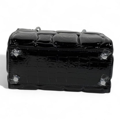 Dior Black Patent Lady Bag – Glossy Cannage Luxe with Crystal Charms 🖤✨