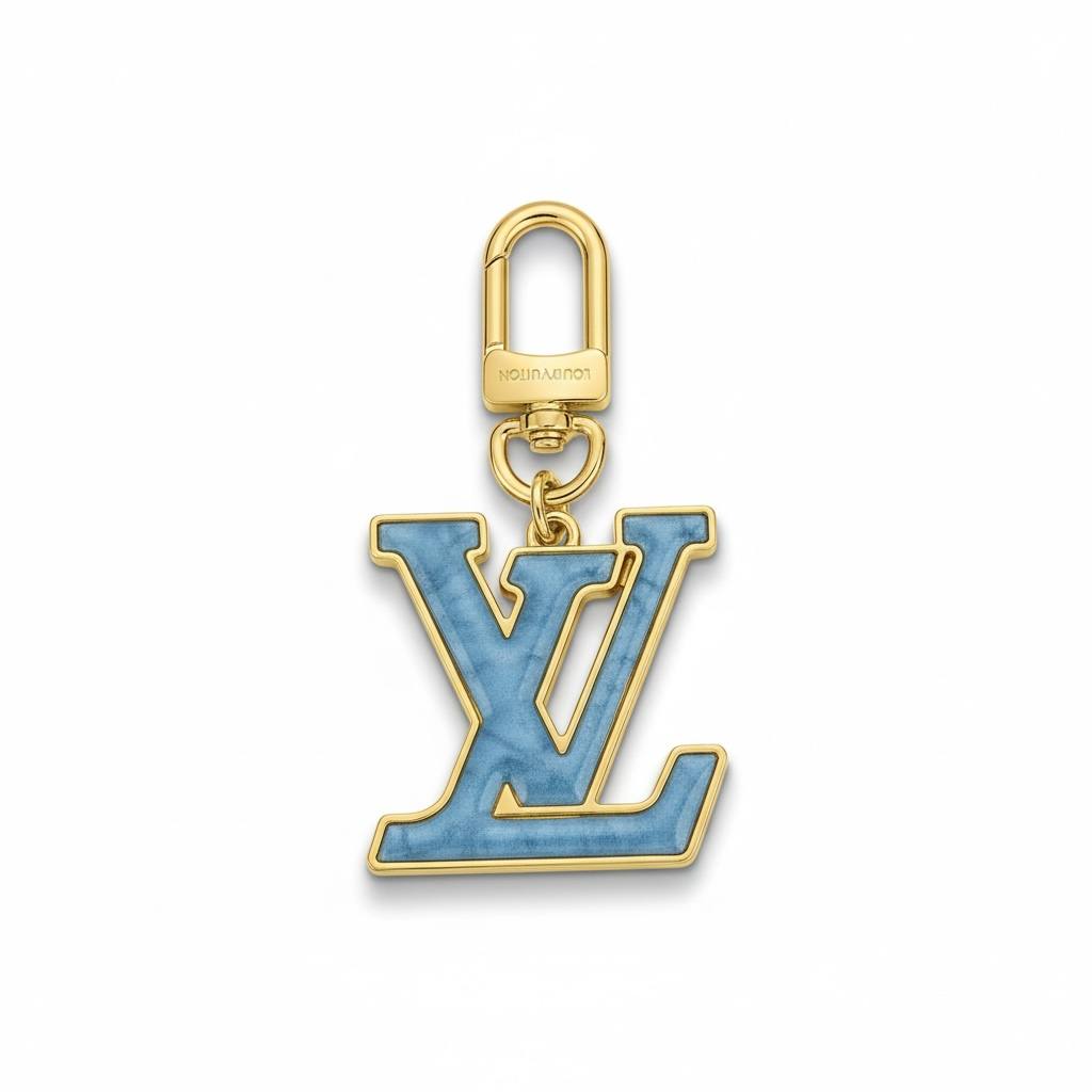 Louis Vuitton Blue Enamel LV Charm ✨🔵 | Luxury Gold Keychain & Bag Accessory