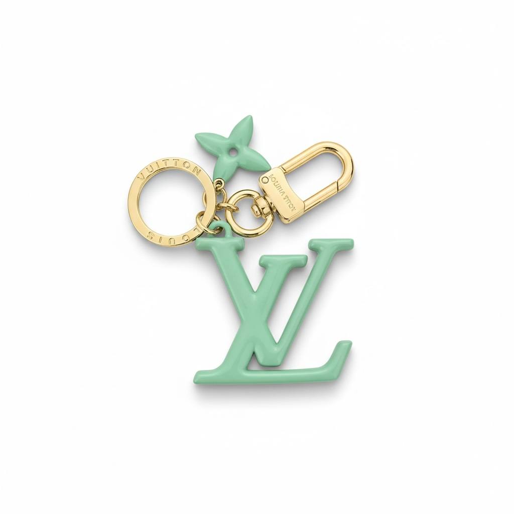 Louis Vuitton Mint Green LV Charm ✨💚 | Gold Designer Keychain & Bag Accessory
