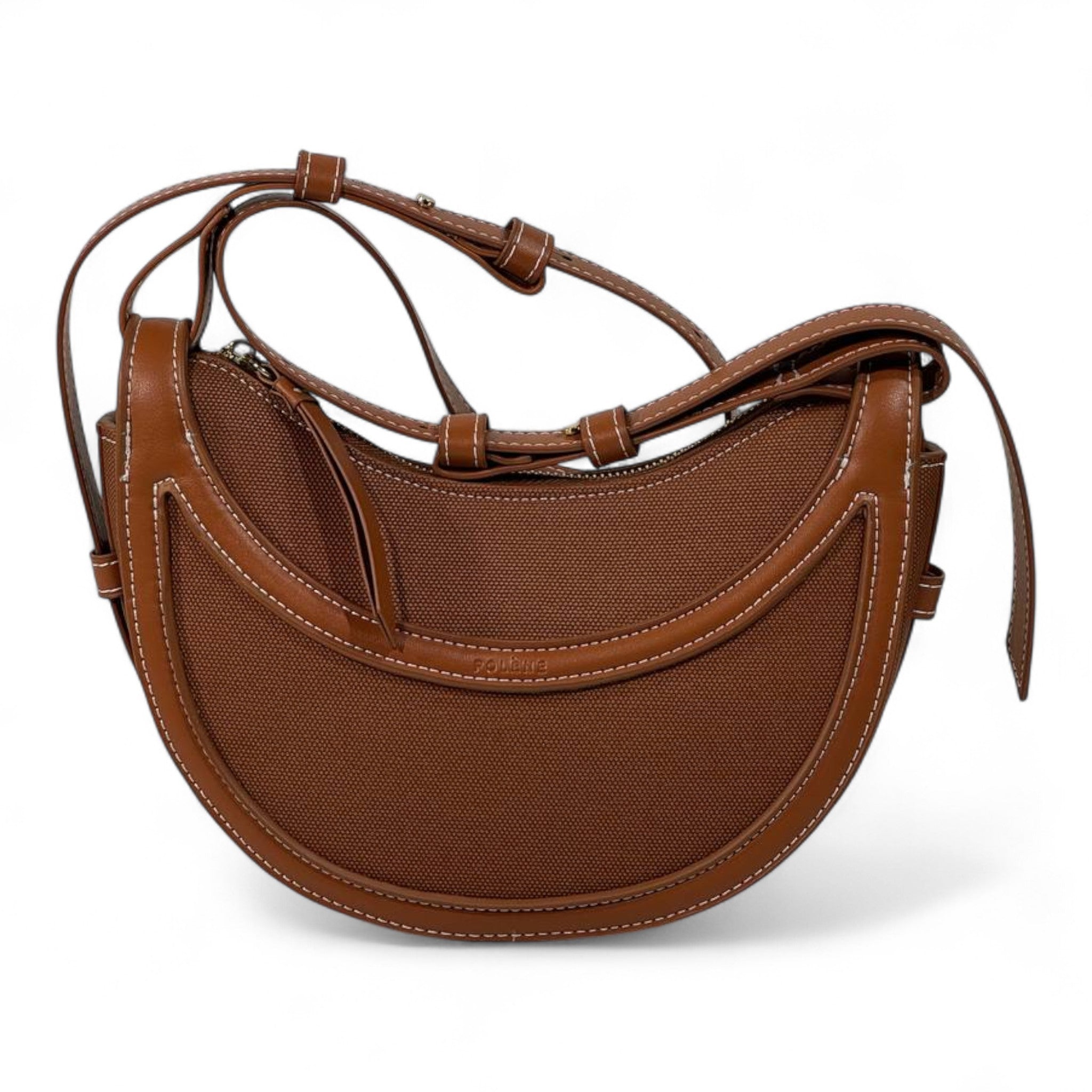 Polène Tan Brown Half-Moon Crossbody Bag ✨🤎 | Sculpted Minimalist French Design