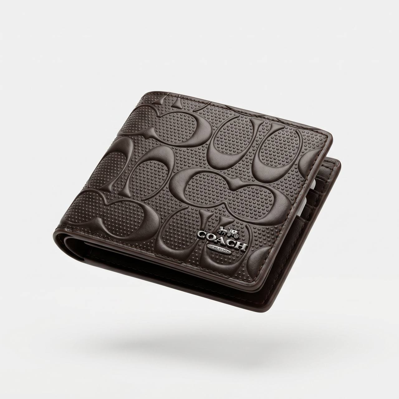 🖤 Coach Signature Embossed Leather Wallet – Dark Brown Edition ✨