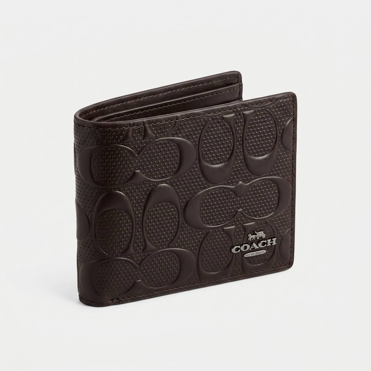 🖤 Coach Signature Embossed Leather Wallet – Dark Brown Edition ✨
