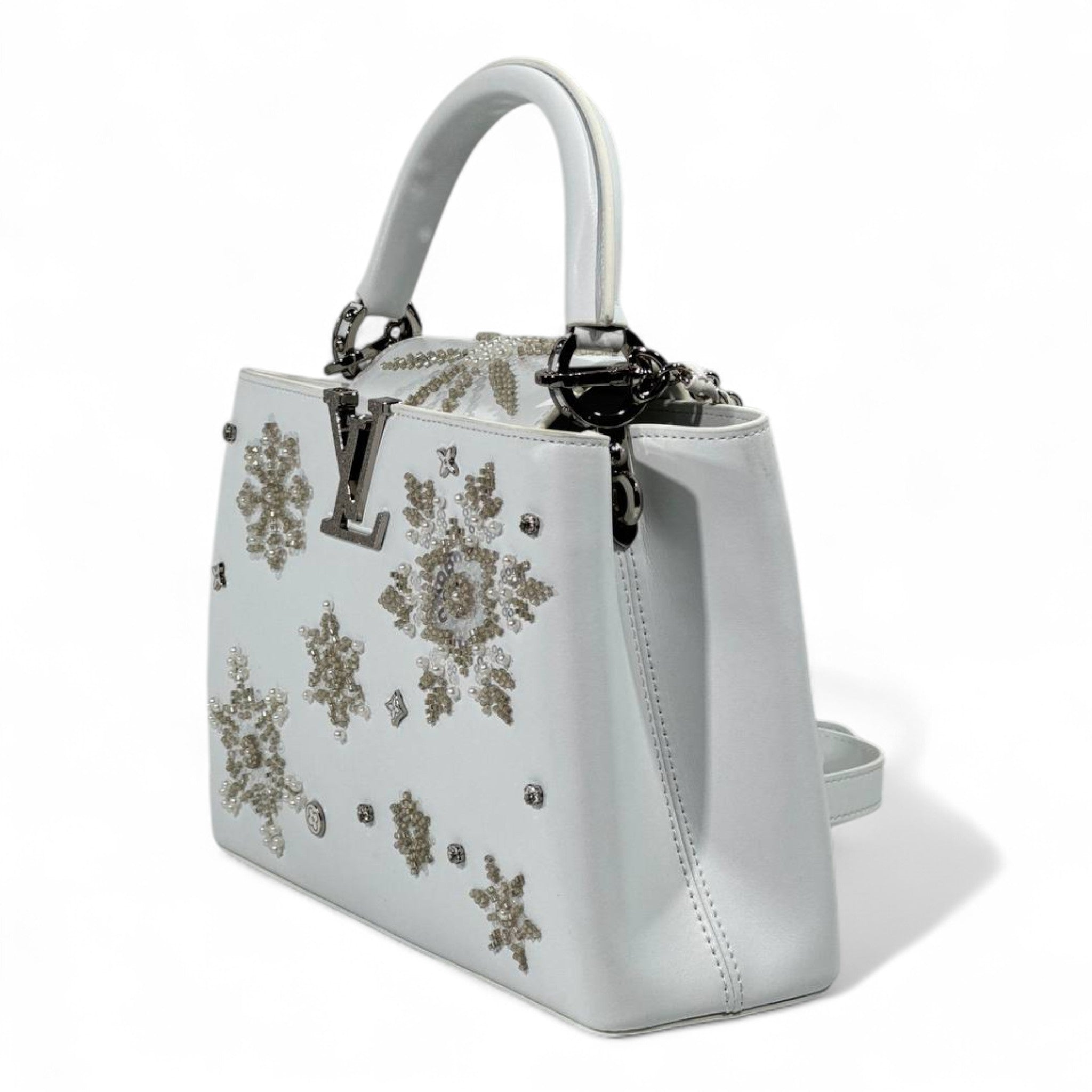 ✨ Louis Vuitton White Snowflake Crystal Capucines – Limited Winter Edition ✨
