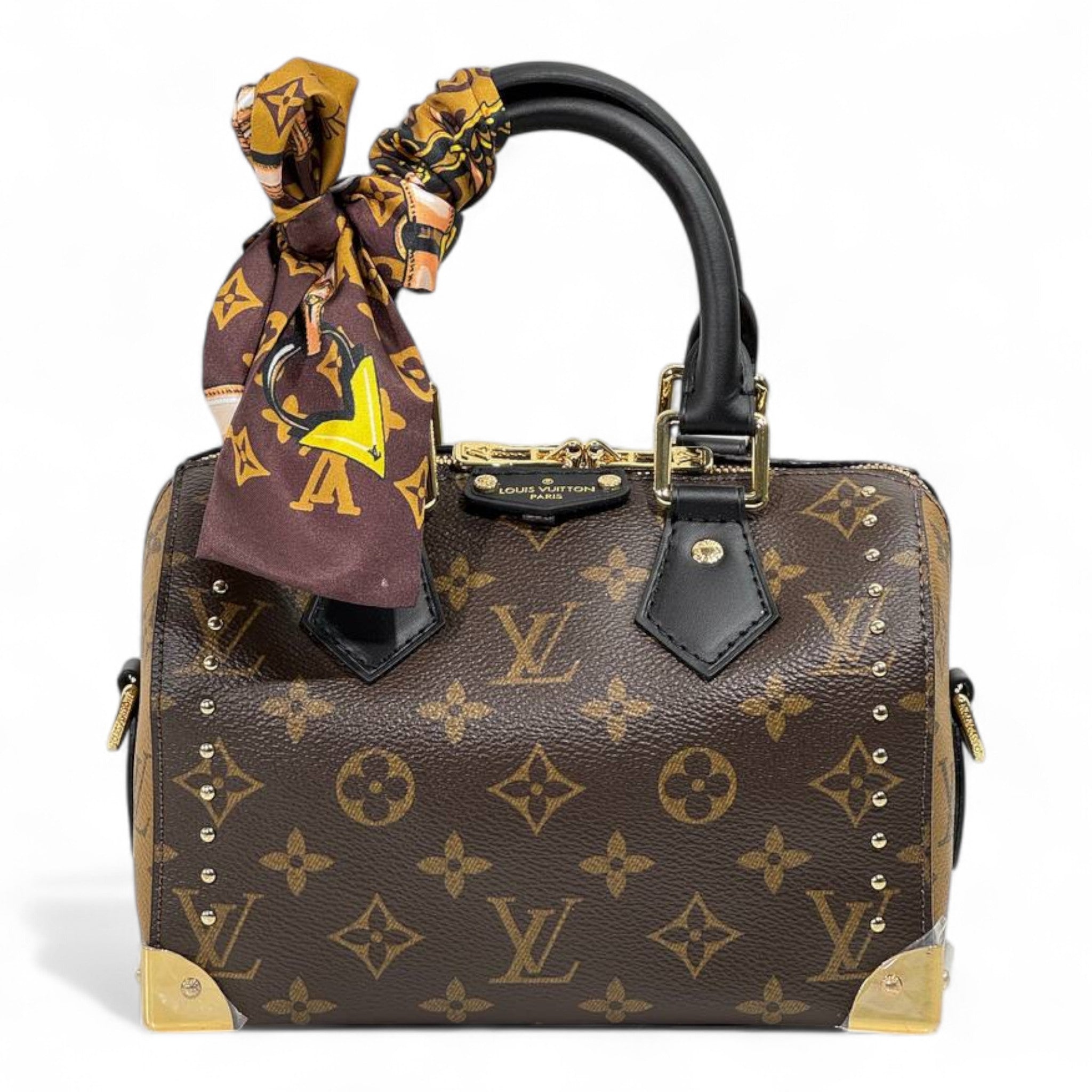 ✨ Louis Vuitton Monogram Studded Speedy With Silk Twilly – Premium Edition ✨