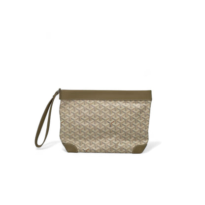 ✨ Goyard-Inspired Premium Canvas Wristlet – Taupe Monogram Edition ✨