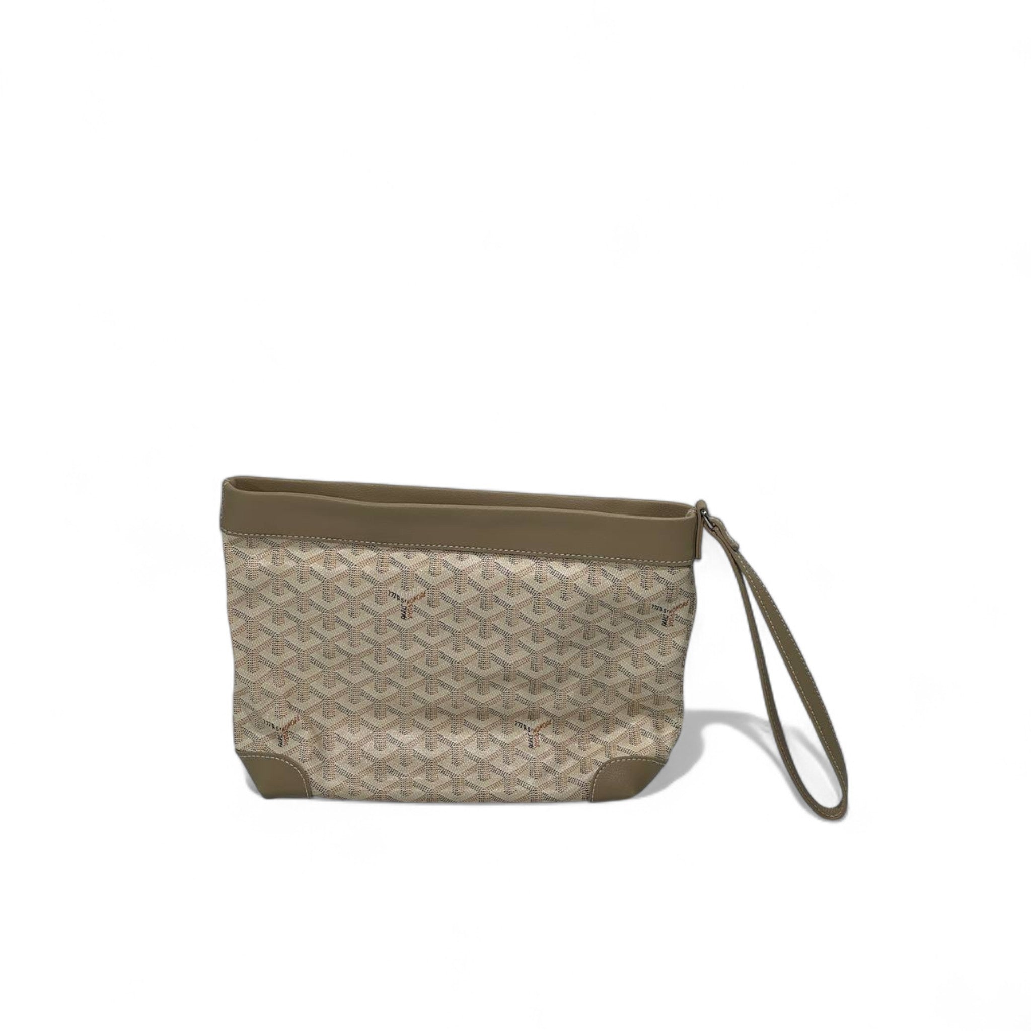 ✨ Goyard-Inspired Premium Canvas Wristlet – Taupe Monogram Edition ✨