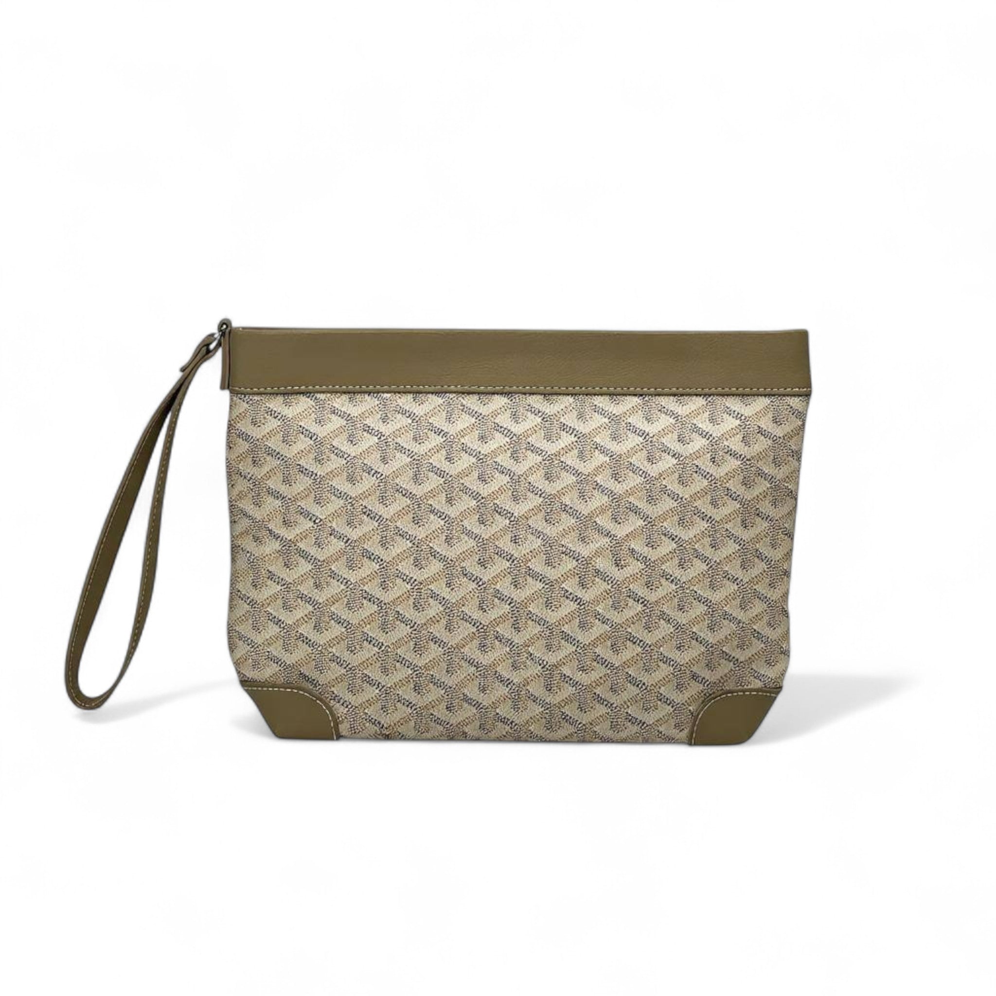 ✨ Goyard-Inspired Premium Canvas Wristlet – Taupe Monogram Edition ✨