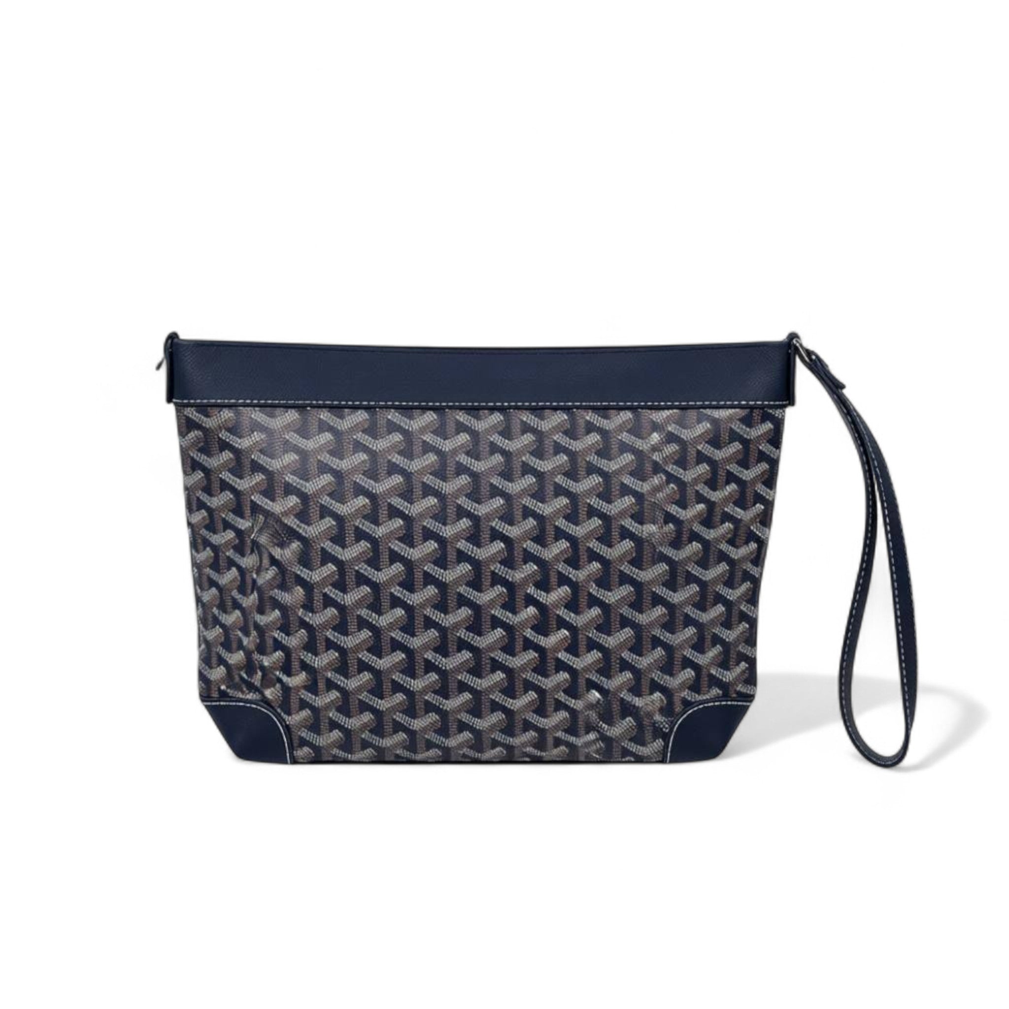 ✨ Goyard-Style Navy Wrist Pouch – Premium Monogram Edition ✨